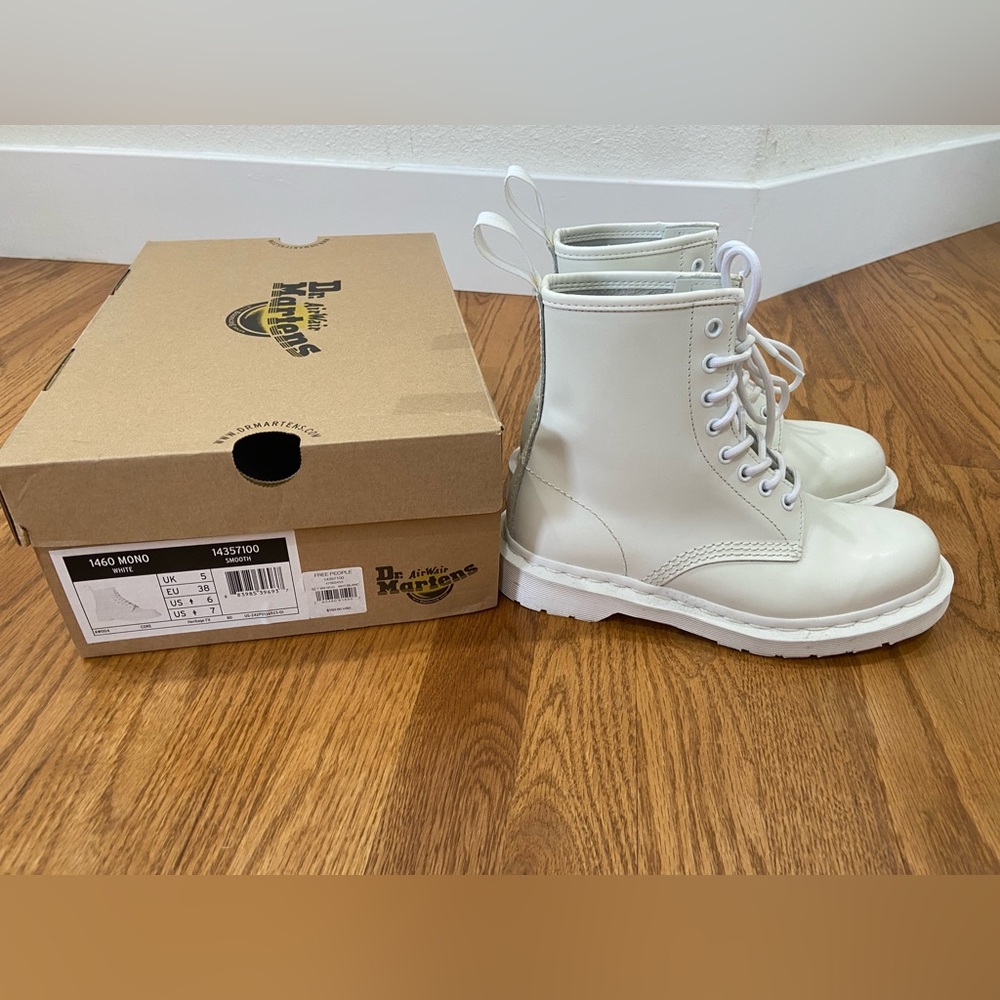 Dr. Martens Women’s White Lace-Up Combat Boots - Picture 5 of 8